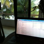 1View from my room with laptop at Casa De Las Olas sustainable beach villas in Tulum mexico