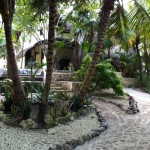 Arriving at Casa De Las Olas the front drive path paved in sand