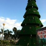 Huge Christmas tree in downtown Playa Del Carmen mexico