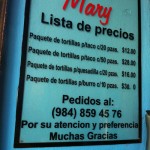 Mary's Tortilla shop in Playa Del Carmen in mexico