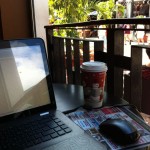 My little office setup in Mexican Starbucks 5th Ave in Playa Del Carmen mexico1