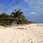 The beach at Casa De Las Olas in Tulum with white sands